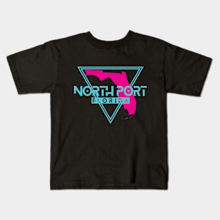 North Port Florida Retro Triangle FL Kids T-Shirt